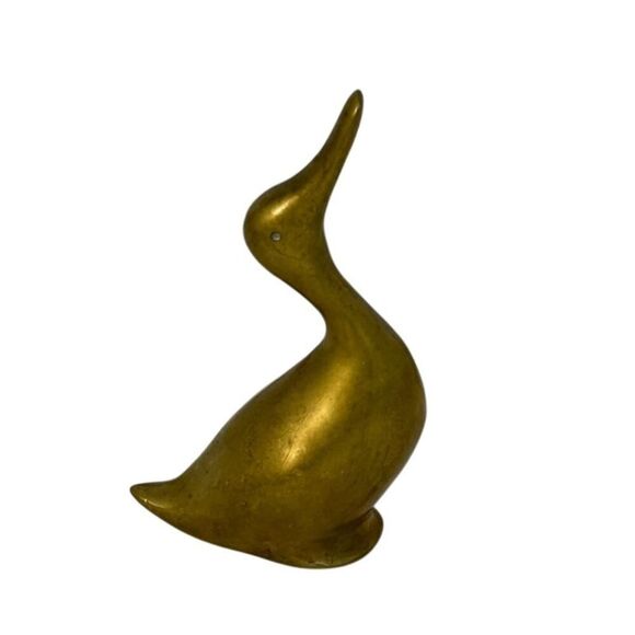Mid Century Solid Brass Mallard Duck Figurine Paperweight 4.5" tall - Picture 1 of 5